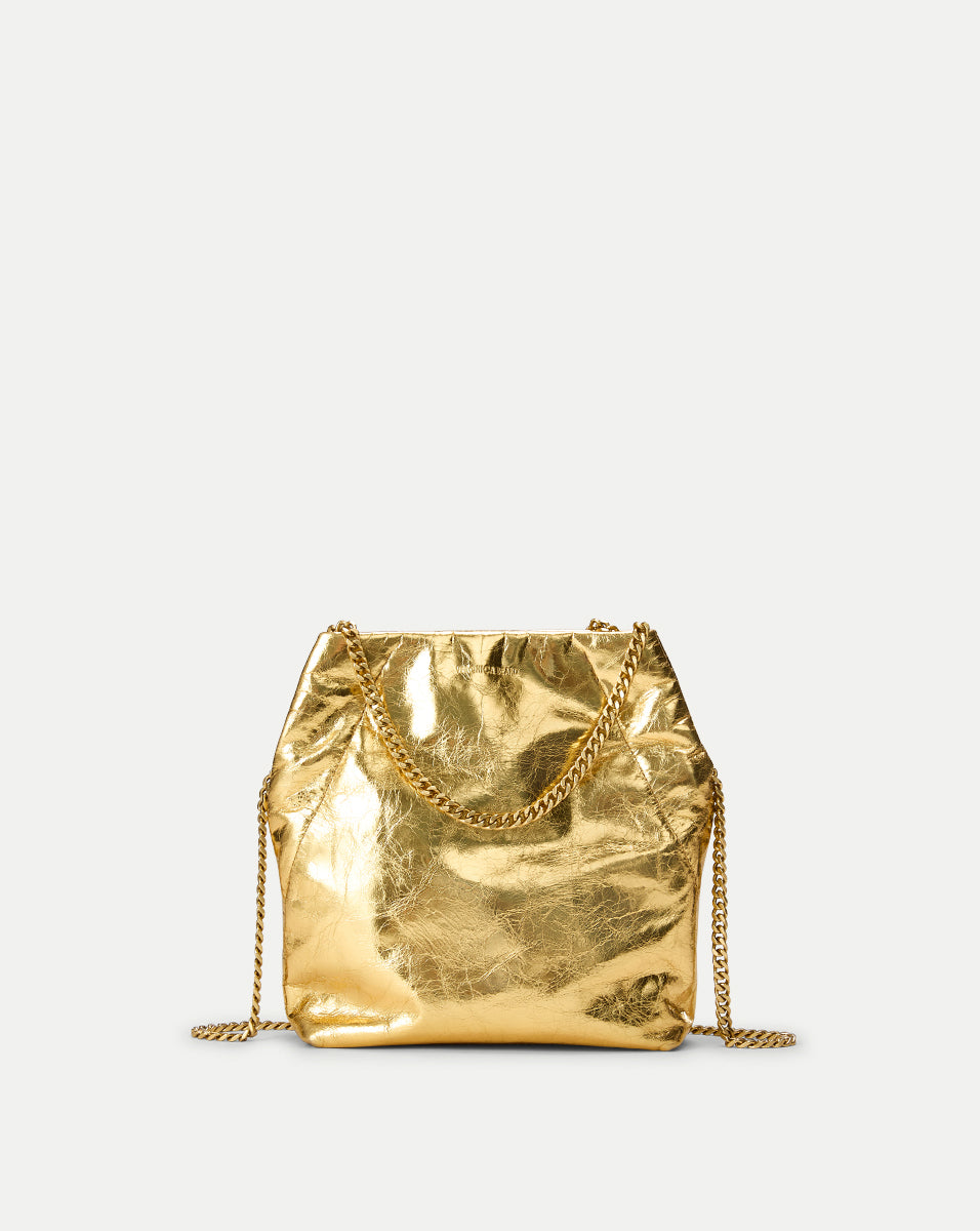 Small Metallic Slouch Shoulder Bag in Antique Gold | Veronica Beard