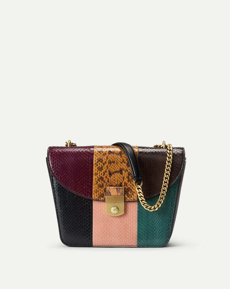 Double Link Patchwork Flap Bag in Cognac Multi | Veronica Beard