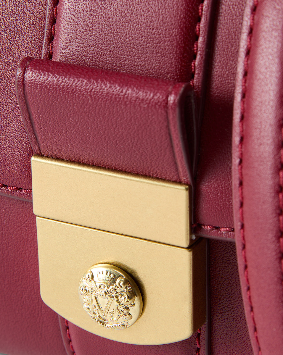 Small Crest Lock Trap Bag in Burgundy | Veronica Beard