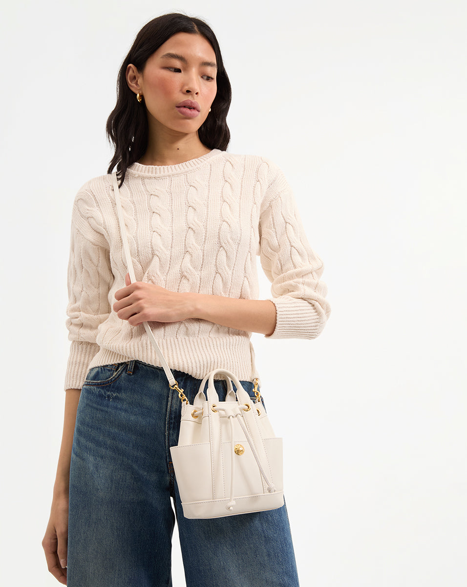 Mini Veronica Beard Goody Bucket Bag in White | Veronica Beard