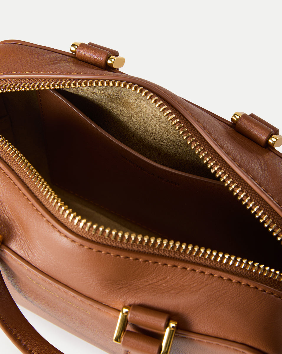 Boxy Top-Handle Bag in Hazelwood Tan | Veronica Beard