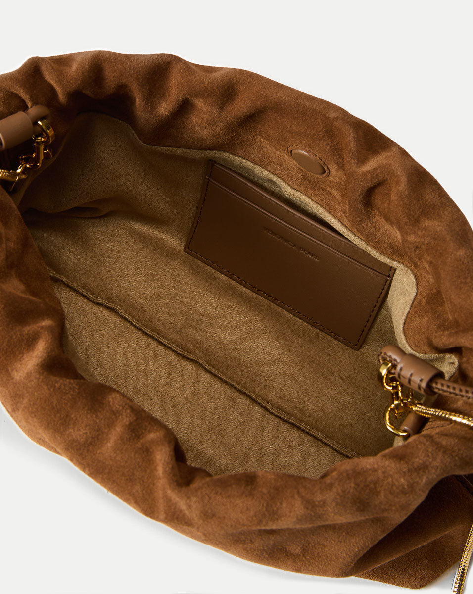Small Veronica Beard Suede Stash Bag in Brown Acorn | Veronica Beard