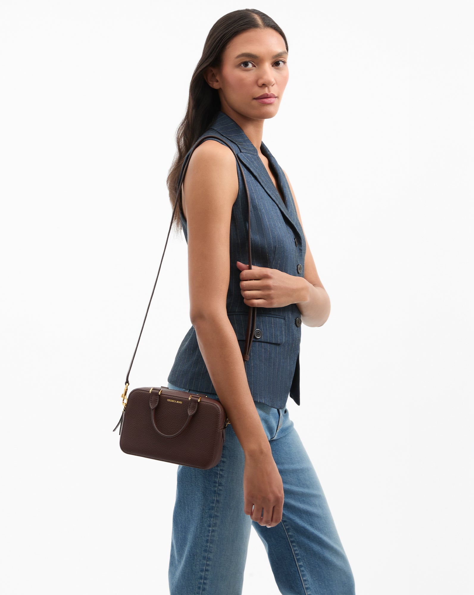 Boxy Top-Handle Bag in Dark Brown Raisin | Veronica Beard