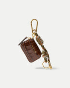 Veronica Beard Croc-Embossed Zip Pouch Bag Charm - Chestnut Multi