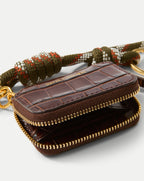 Veronica Beard Croc-Embossed Zip Pouch Bag Charm