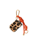 Veronica Beard Leopard Zip Pouch Bag Charm Dark Acorn Multi