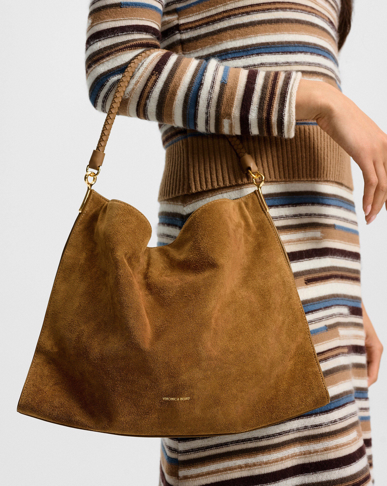 Vida Suede Shoulder Bag in Tan Acorn | Veronica Beard