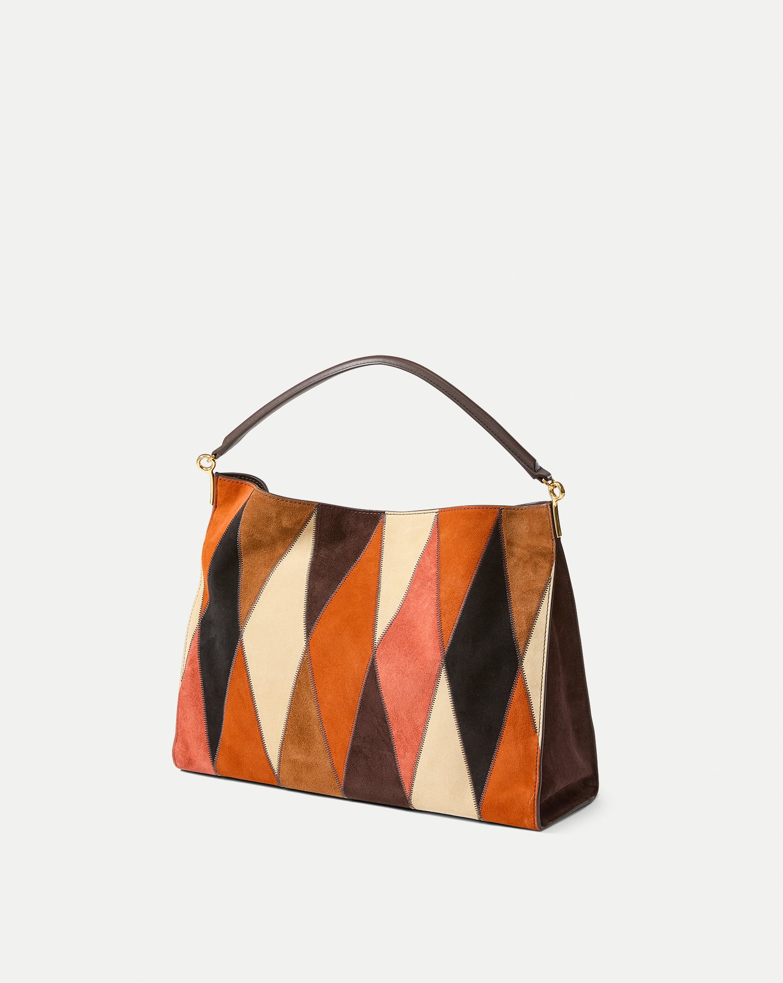 Vida Leather Patchwork Shoulder Bag in Espresso Multi | Veronica Beard