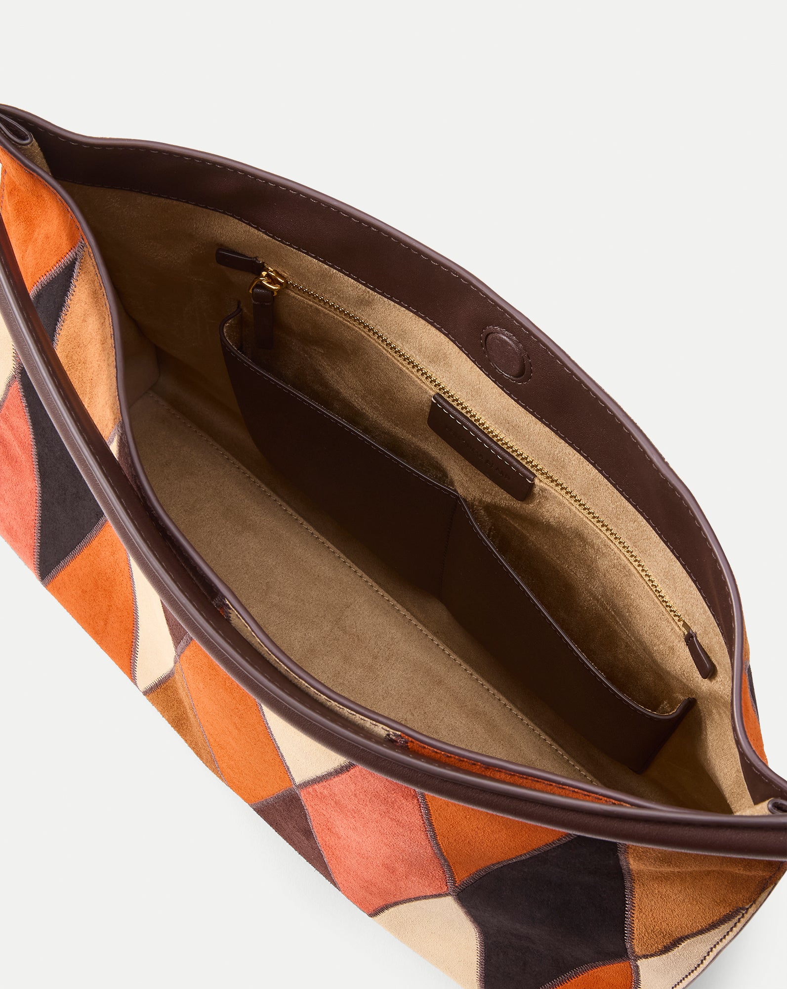 Vida Leather Patchwork Shoulder Bag in Espresso Multi | Veronica Beard