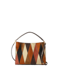 Veronica Beard Vida Patchwork Shoulder Bag Espresso Multi