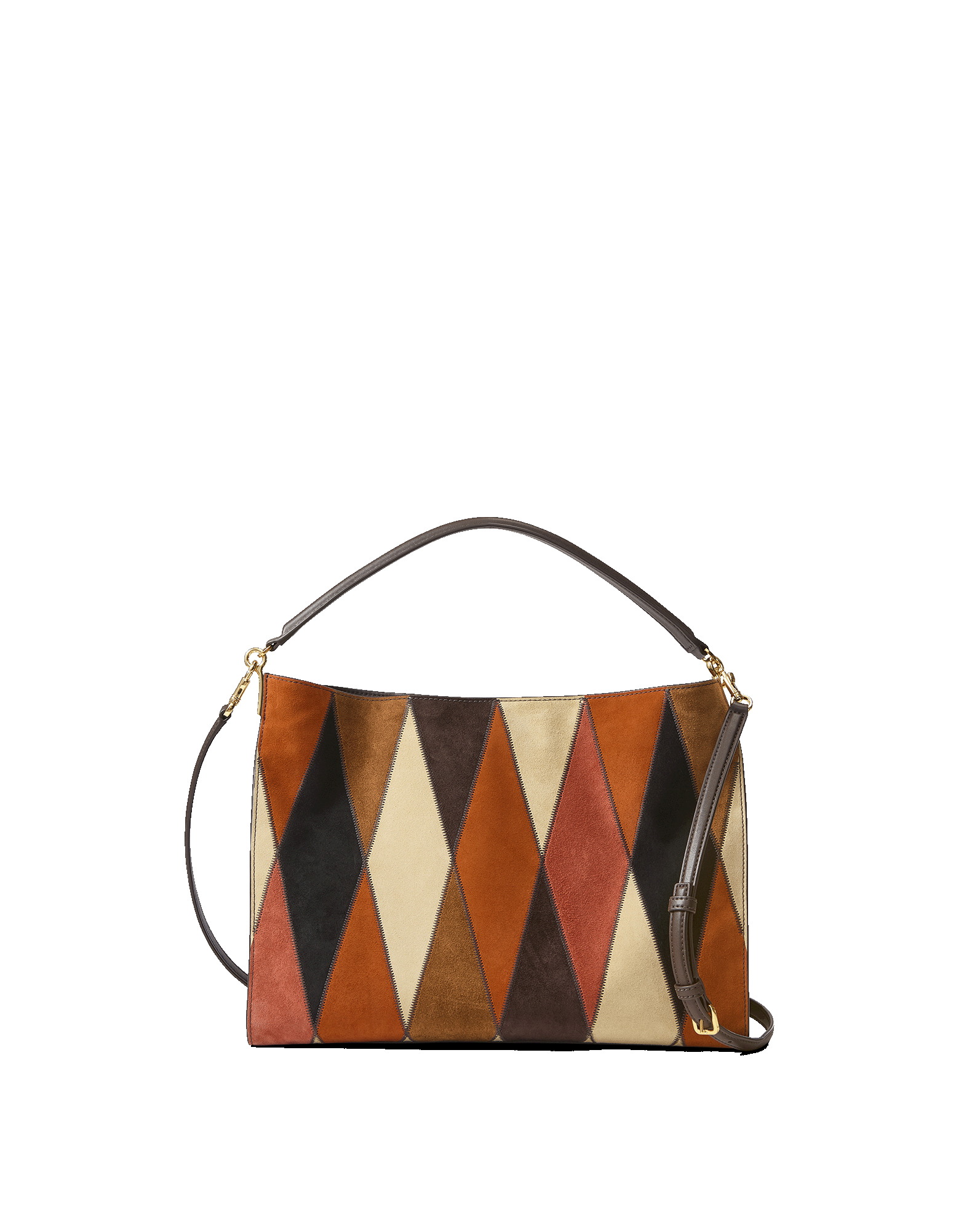 Veronica Beard Vida Patchwork Shoulder Bag Espresso Multi
