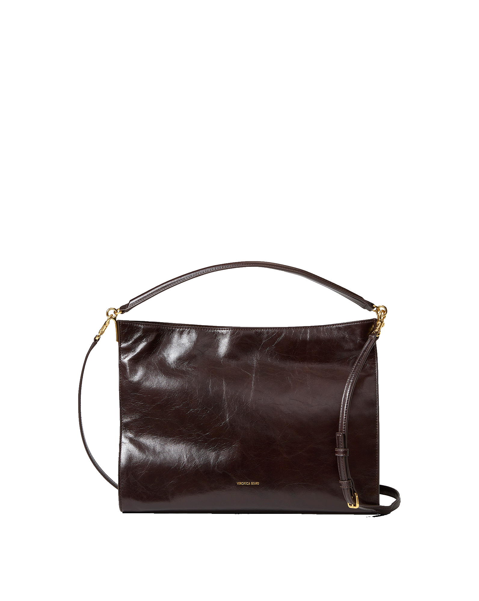 Vida Leather Shoulder Bag in Dark Brown Raisin | Veronica Beard