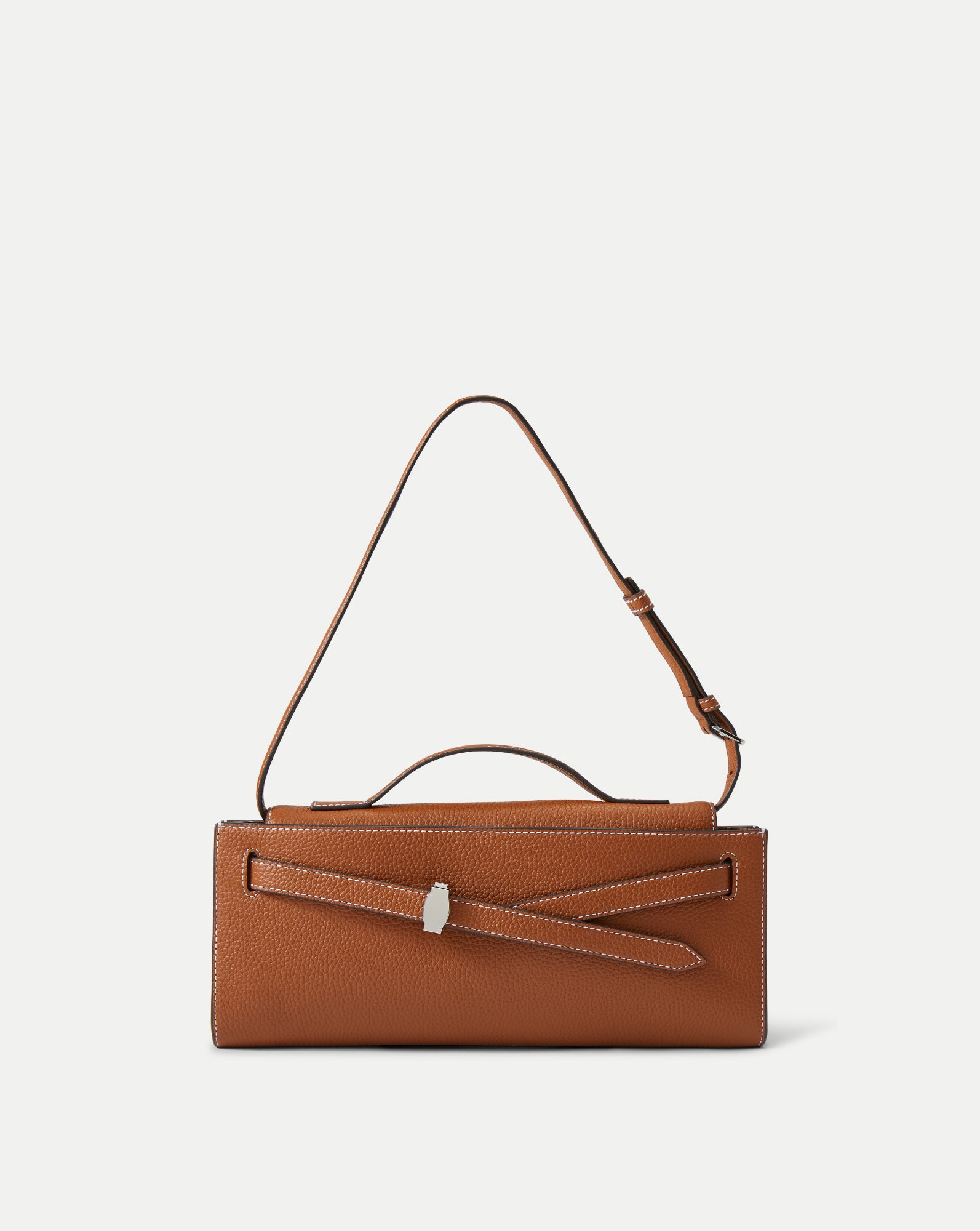 ◆タチカワ◆バーチカル◆W309×H193◆O-2512BL3◆ Veronica Beard Dash Clutch in Tan Leather Hazelwood | Veronica Beard