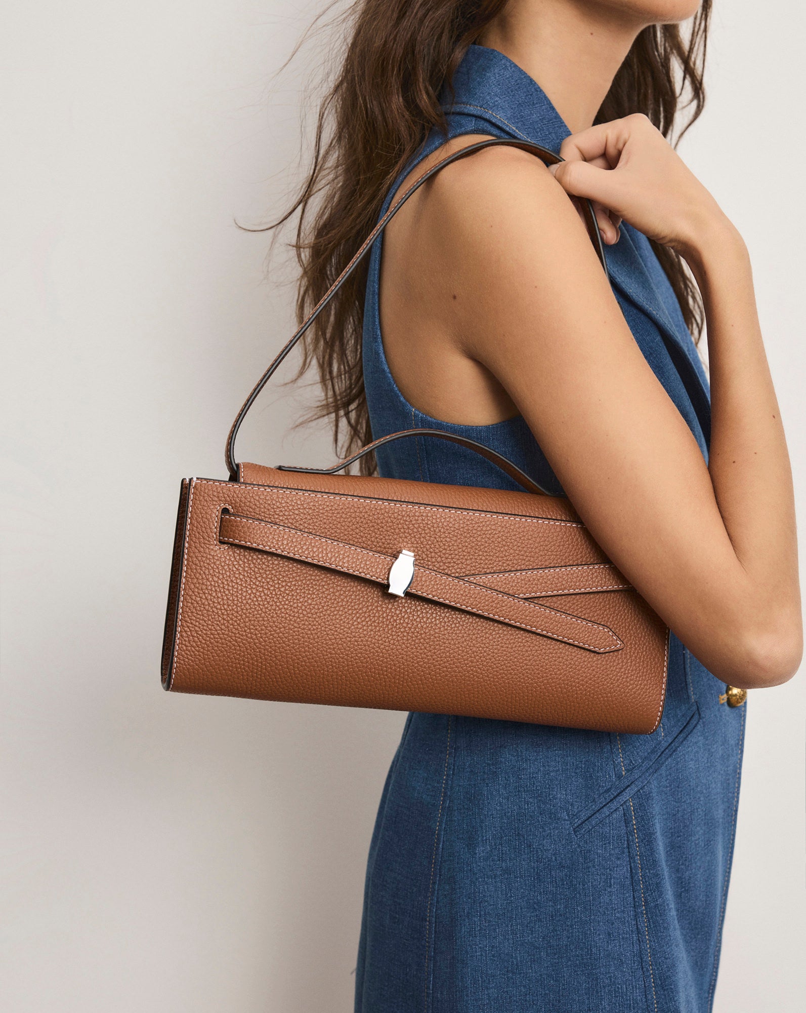 Veronica Beard Dash Clutch in Tan Leather Hazelwood | Veronica Beard