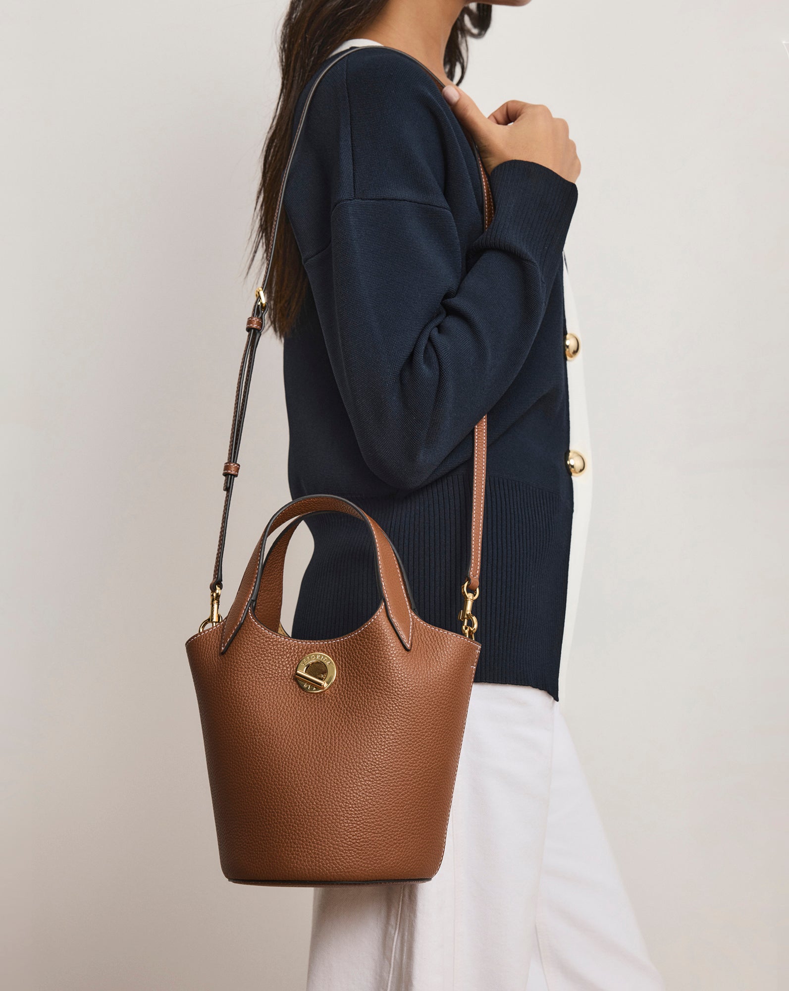 acorn canvas backpack with double leather look handles Veronica Beard Anchor Bag | Hazelwood