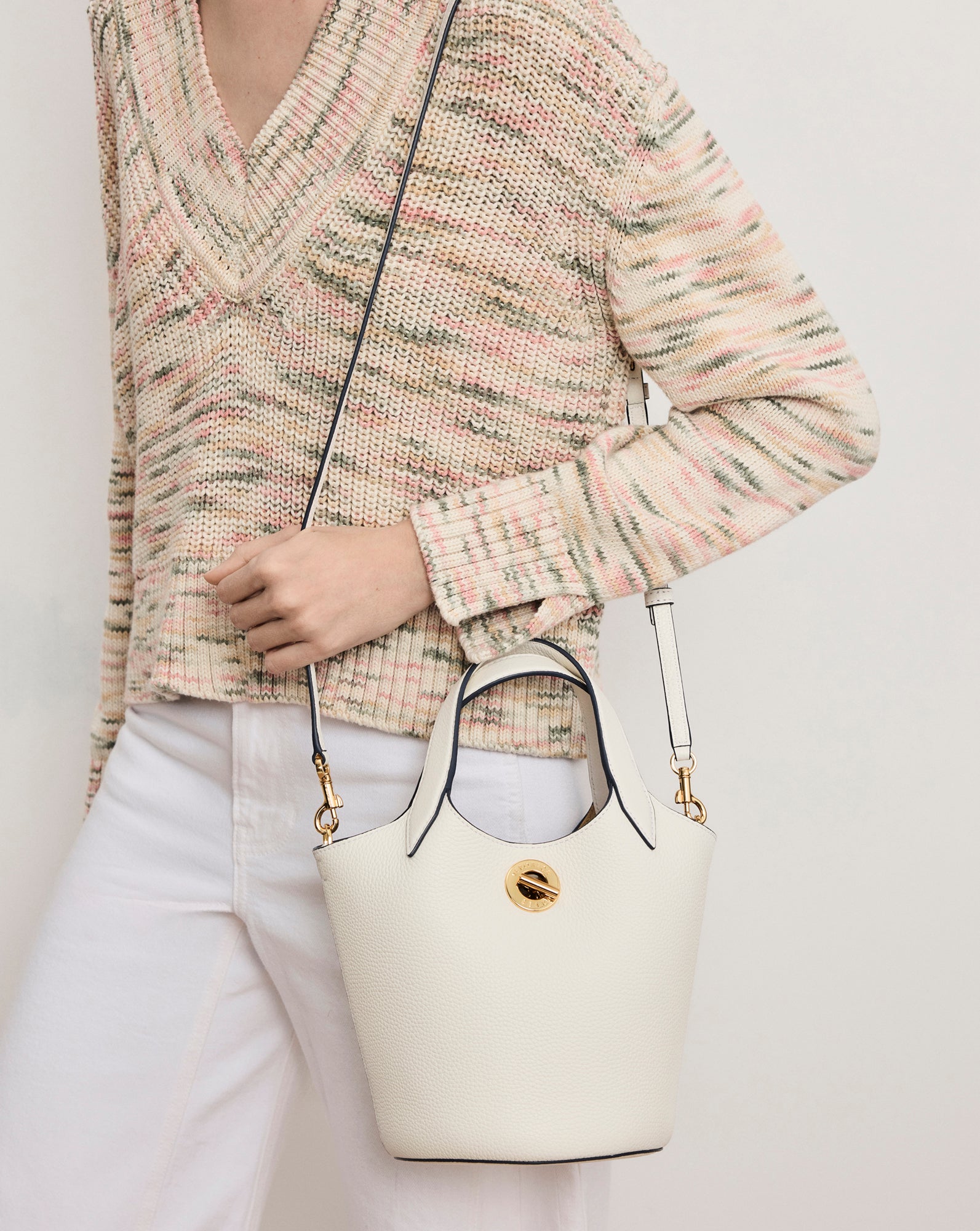 Anchor Top-Handle Bag in Off White Leather | Veronica Beard