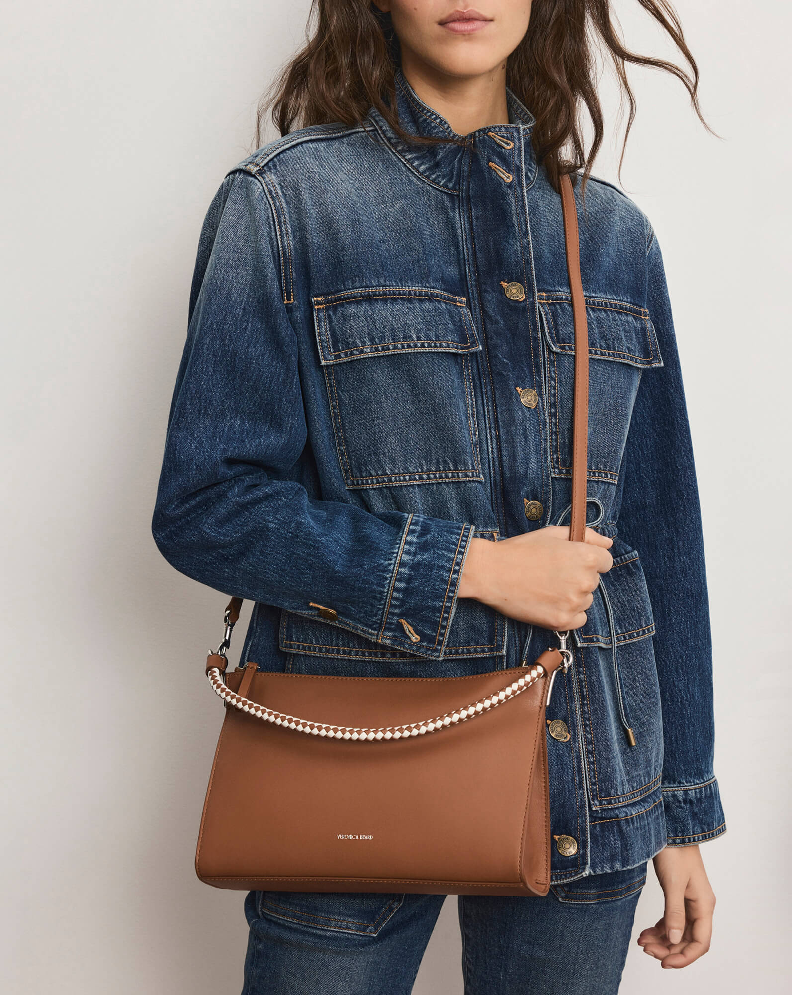 Small Vida Shoulder Bag in Tan Hazelwood | Veronica Beard