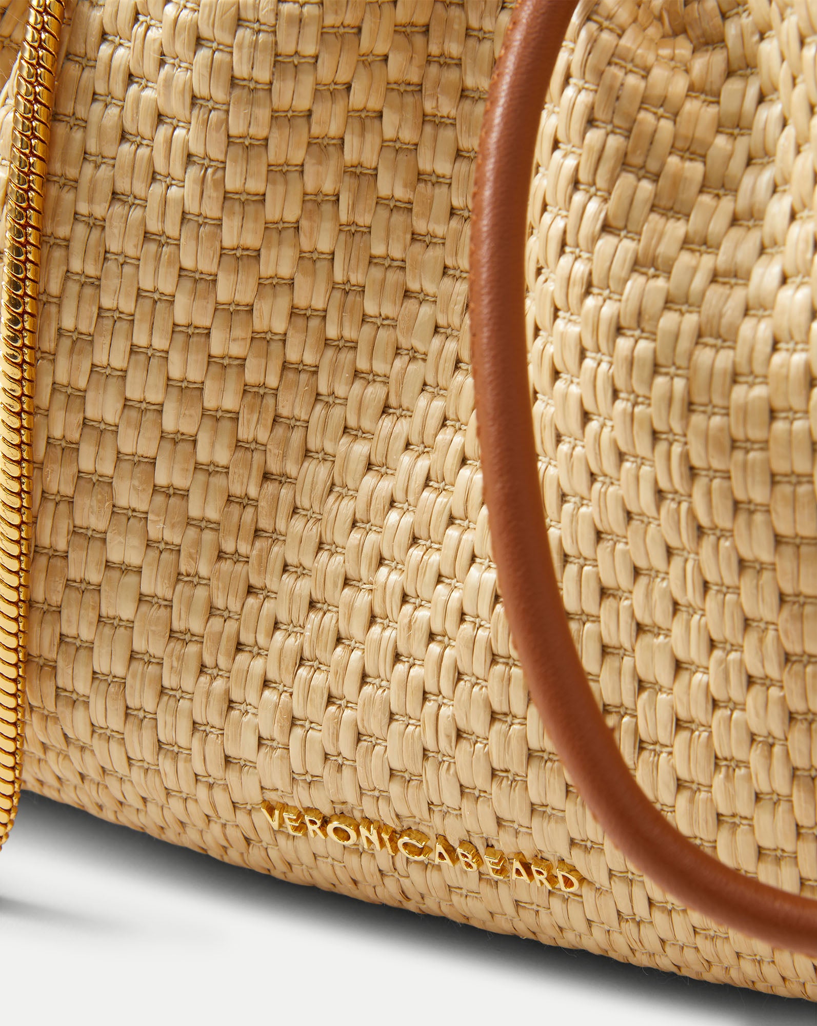 Small Veronica Beard Raffia Stash Bag in Hazelwood/Natural