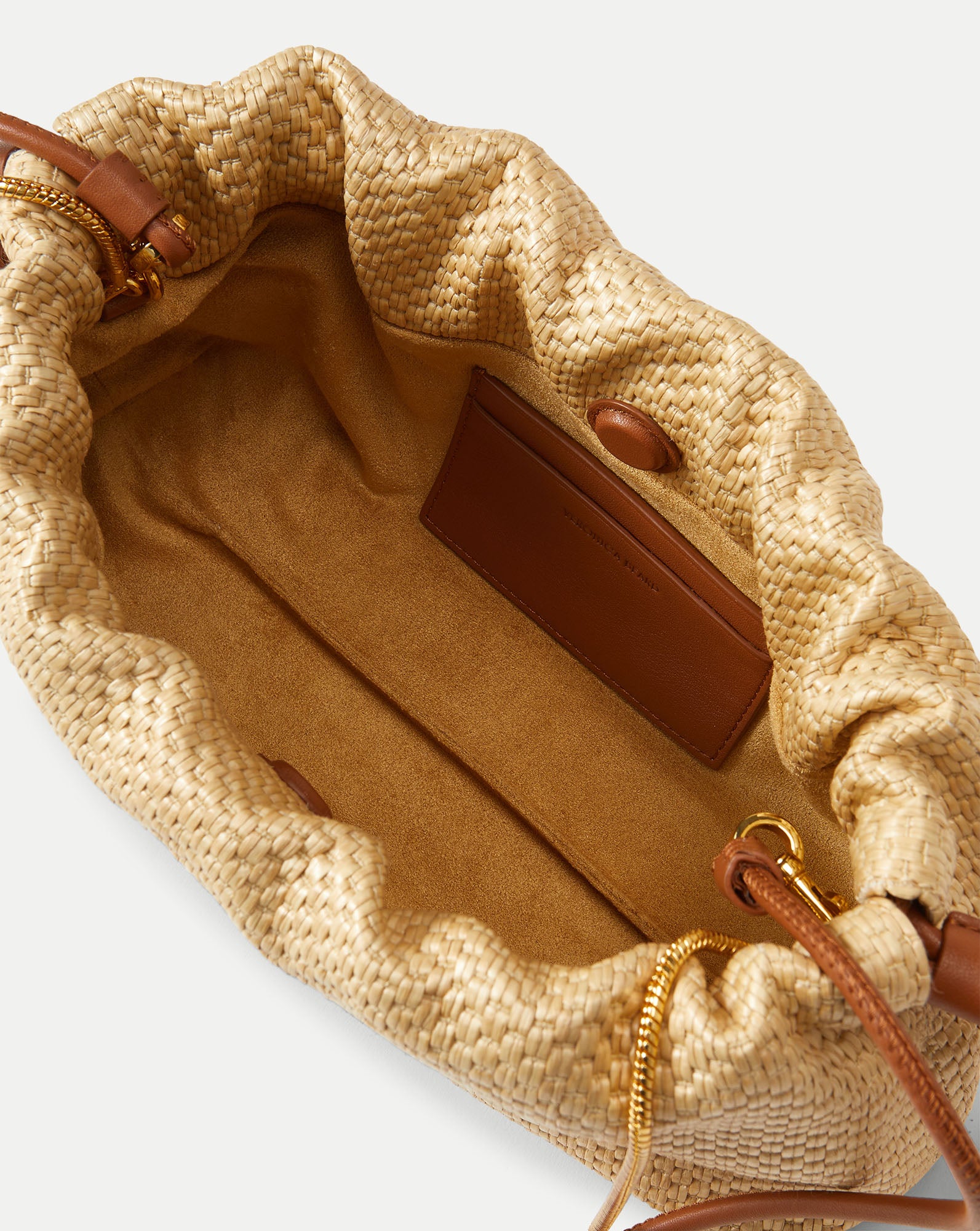 Small Veronica Beard Raffia Stash Bag in Hazelwood/Natural
