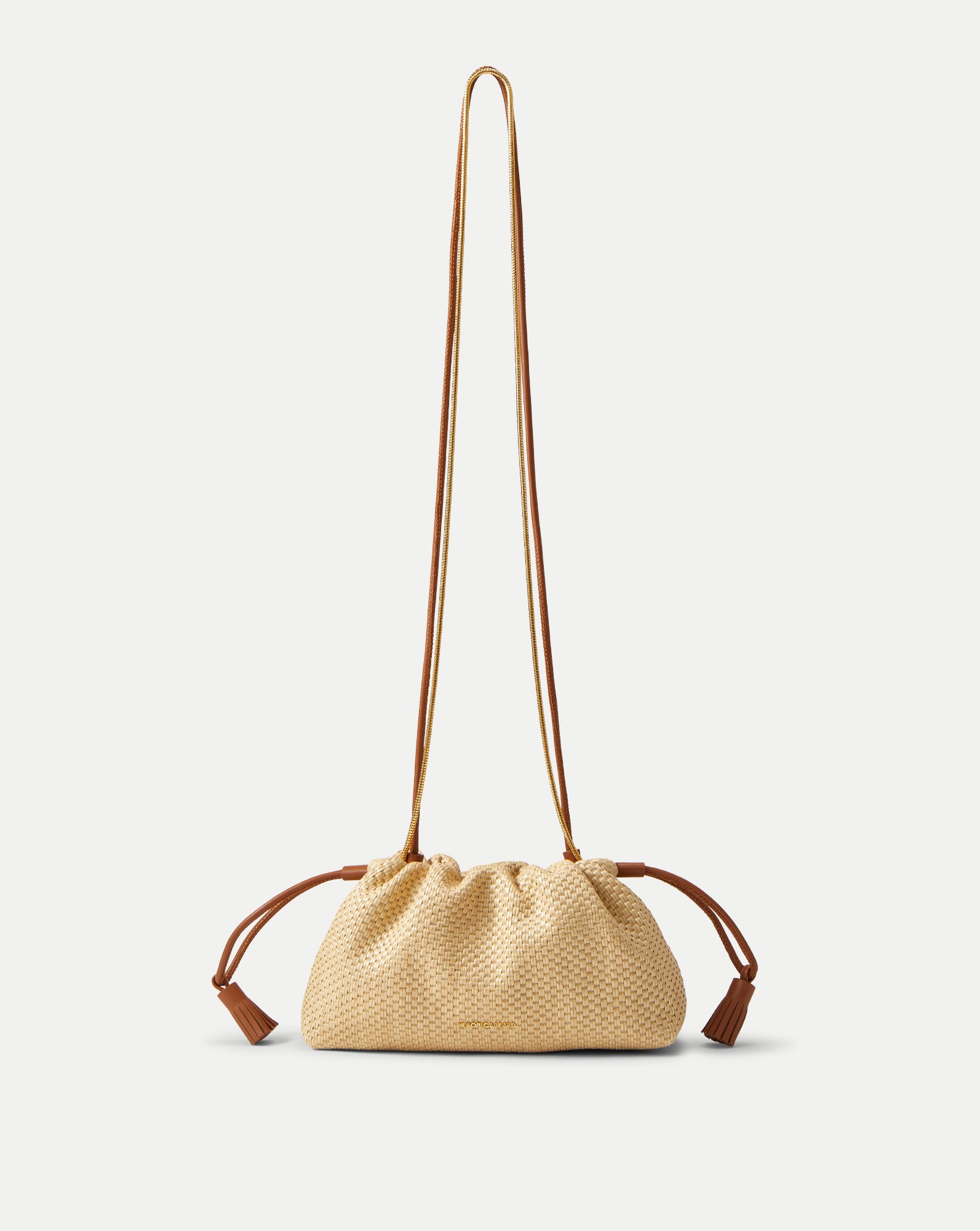 Small Veronica Beard Raffia Stash Bag in Hazelwood/Natural