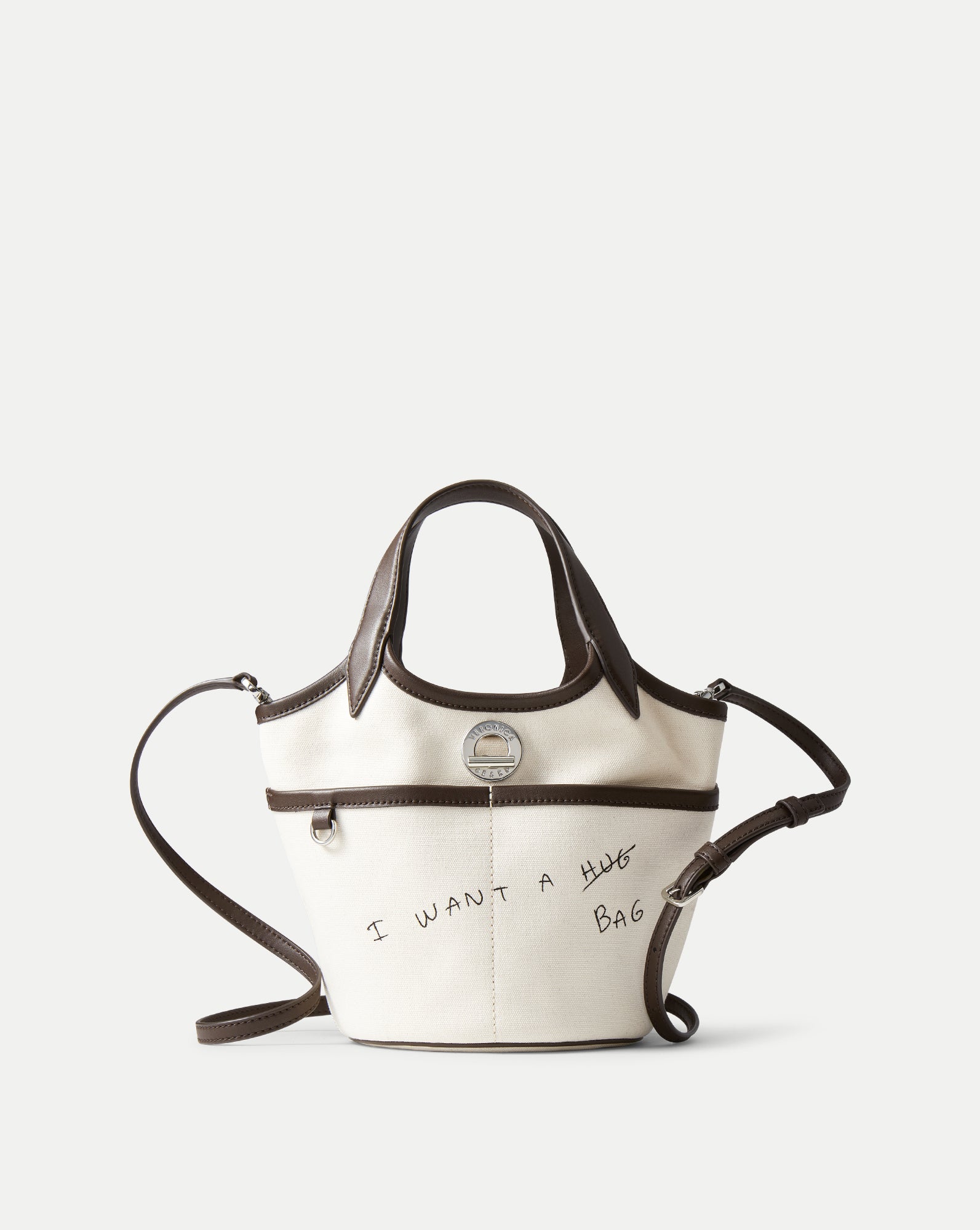 Canvas Printed Anchor Bag in Brown & Ecru | Veronica Beard