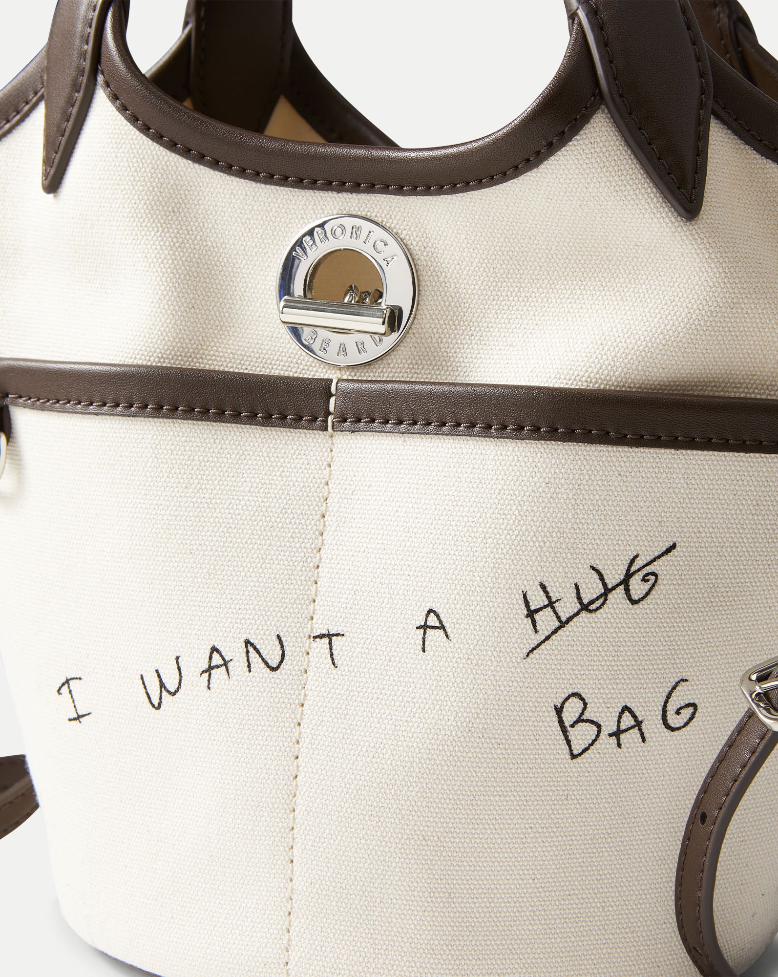 Canvas Printed Anchor Bag in Brown & Ecru | Veronica Beard