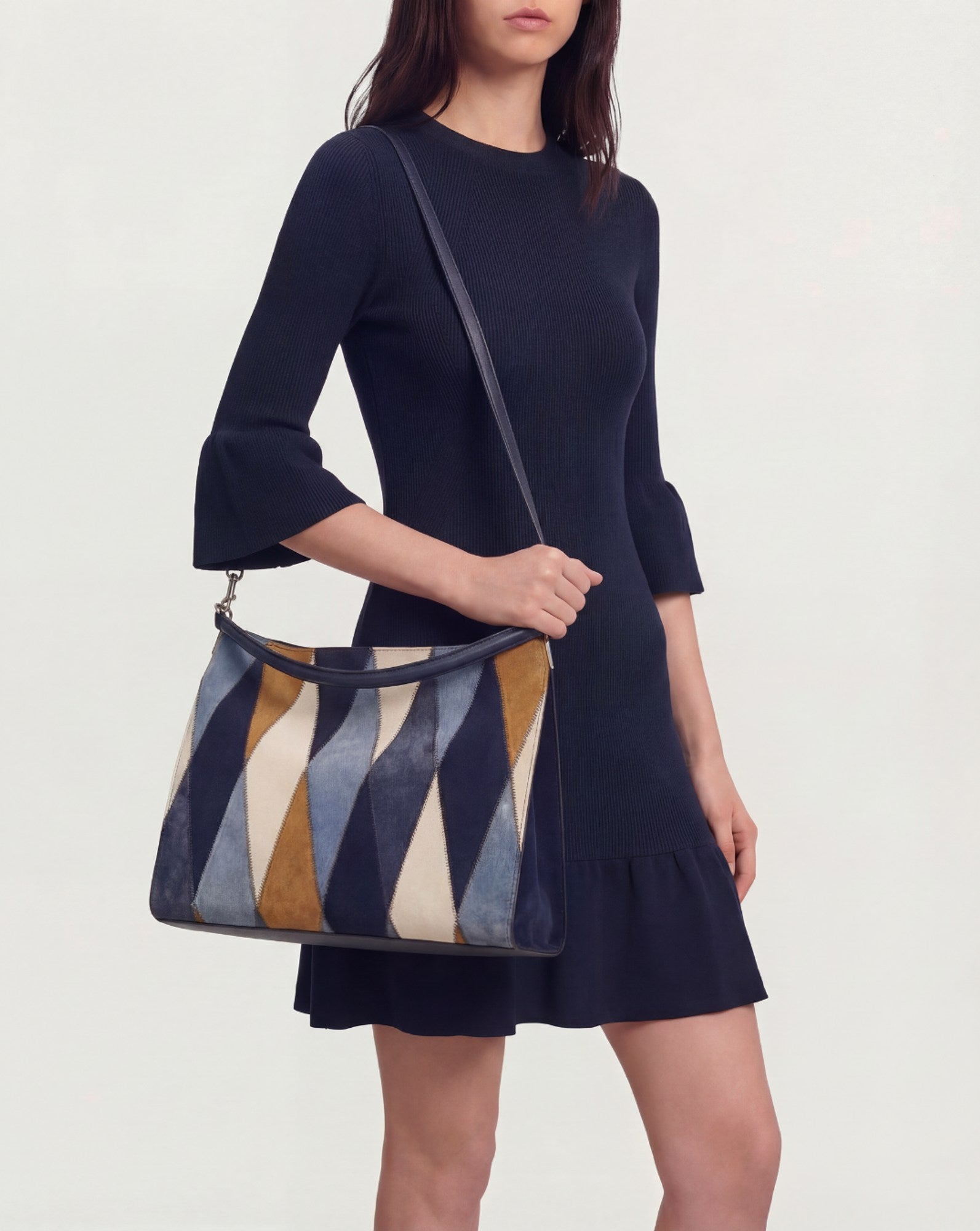 Vida Patchwork Shoulder Bag in Blue Multi | Veronica Beard