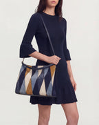 Veronica Beard Vida Patchwork Shoulder Bag - Blue Multi