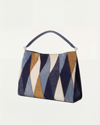 Veronica Beard Vida Patchwork Shoulder Bag - Blue Multi