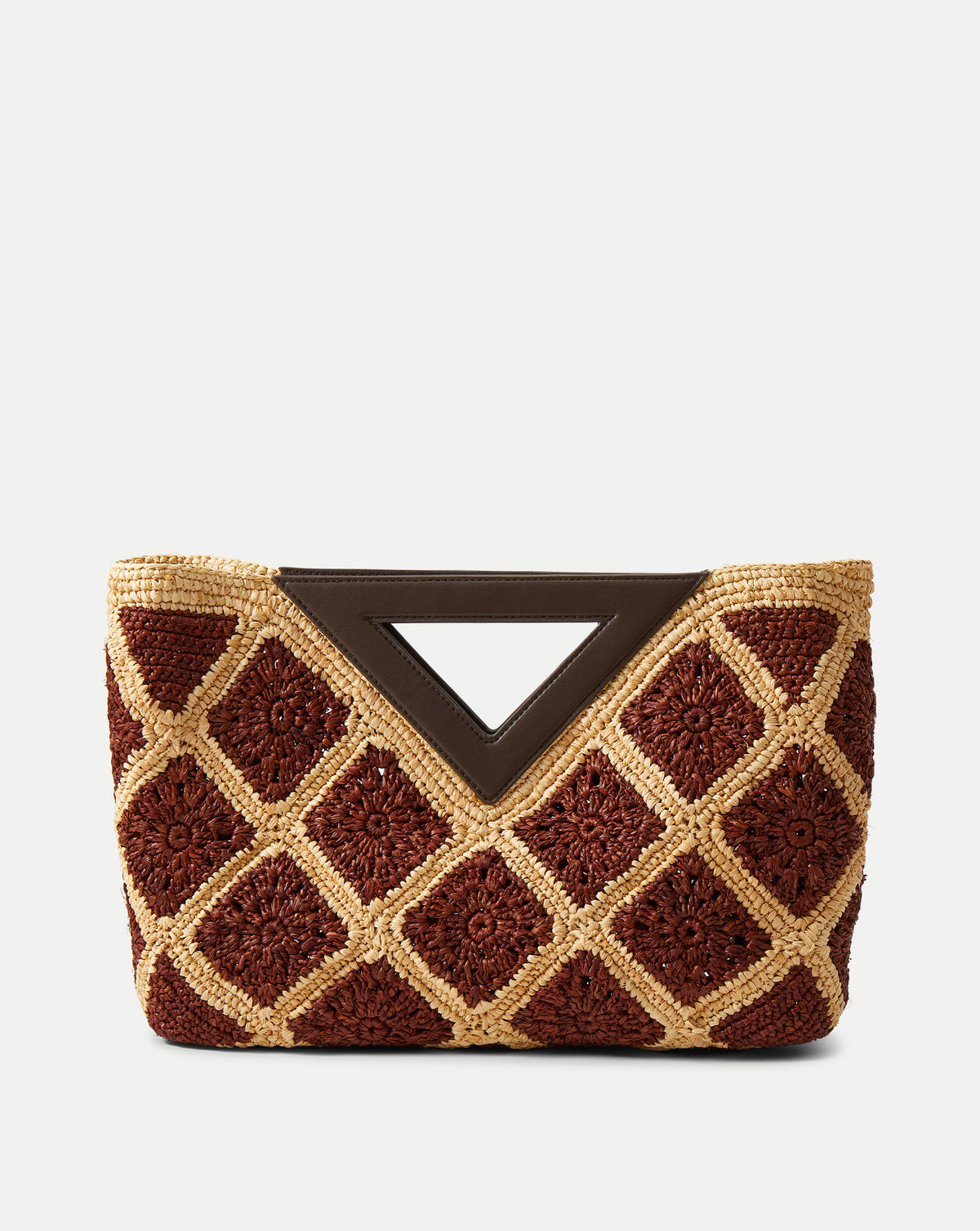 Veronica Beard Raffia Vesper Clutch Espresso Multi