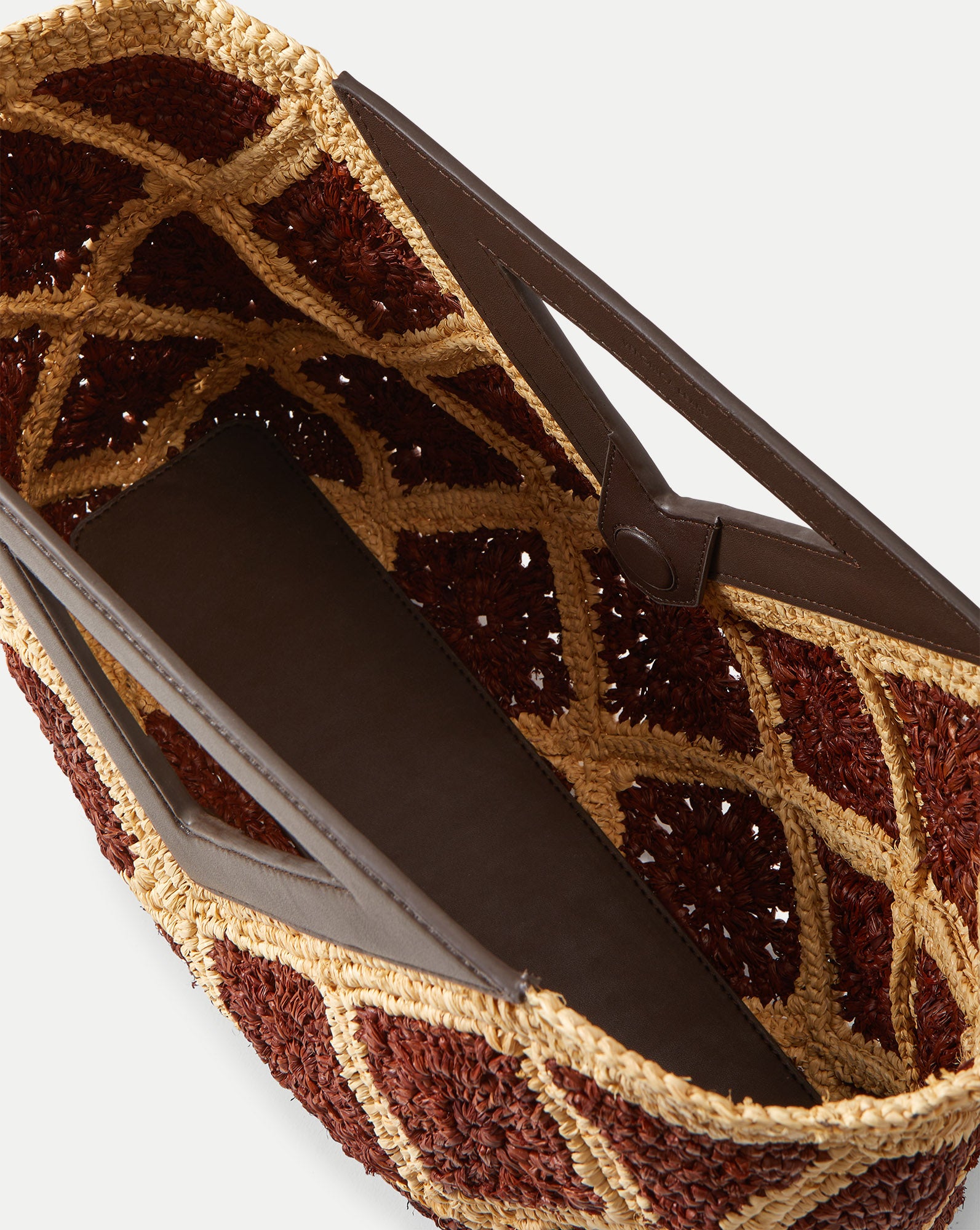Raffia Vesper Clutch in Brown & Tan Espresso Multi | Veronica Beard