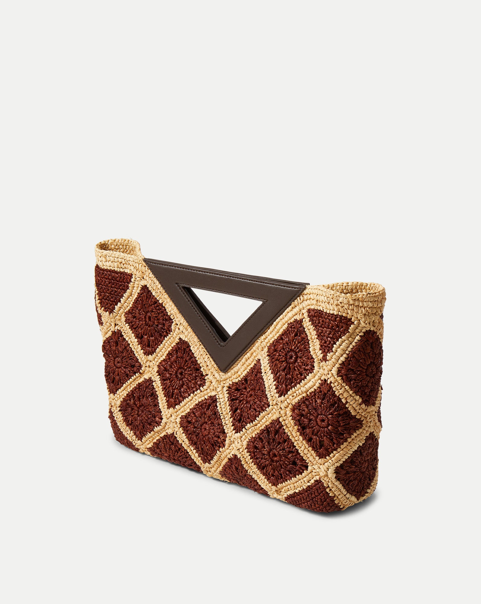 Raffia Vesper Clutch in Brown & Tan Espresso Multi | Veronica Beard