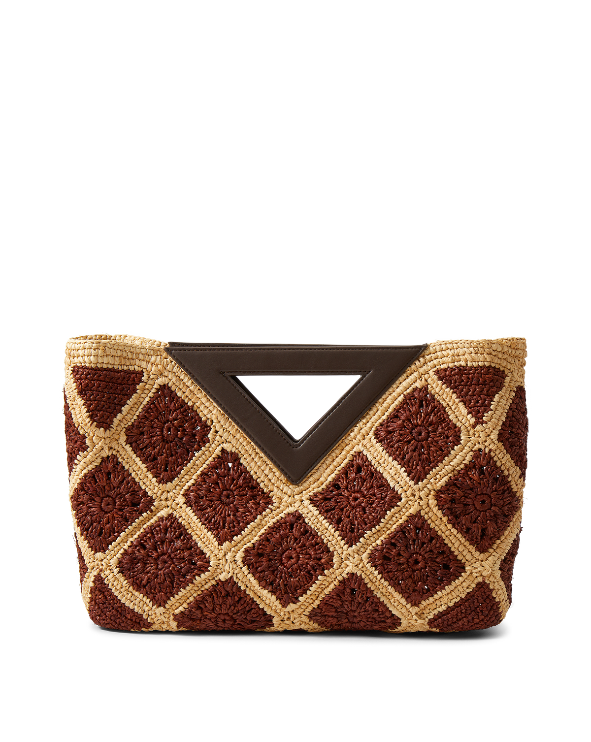 Raffia Vesper Clutch in Brown & Tan Espresso Multi | Veronica Beard