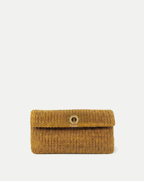 Raffia Anchor Clutch in Gold | Veronica Beard