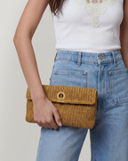 Veronica Beard Raffia Anchor Clutch - Gold