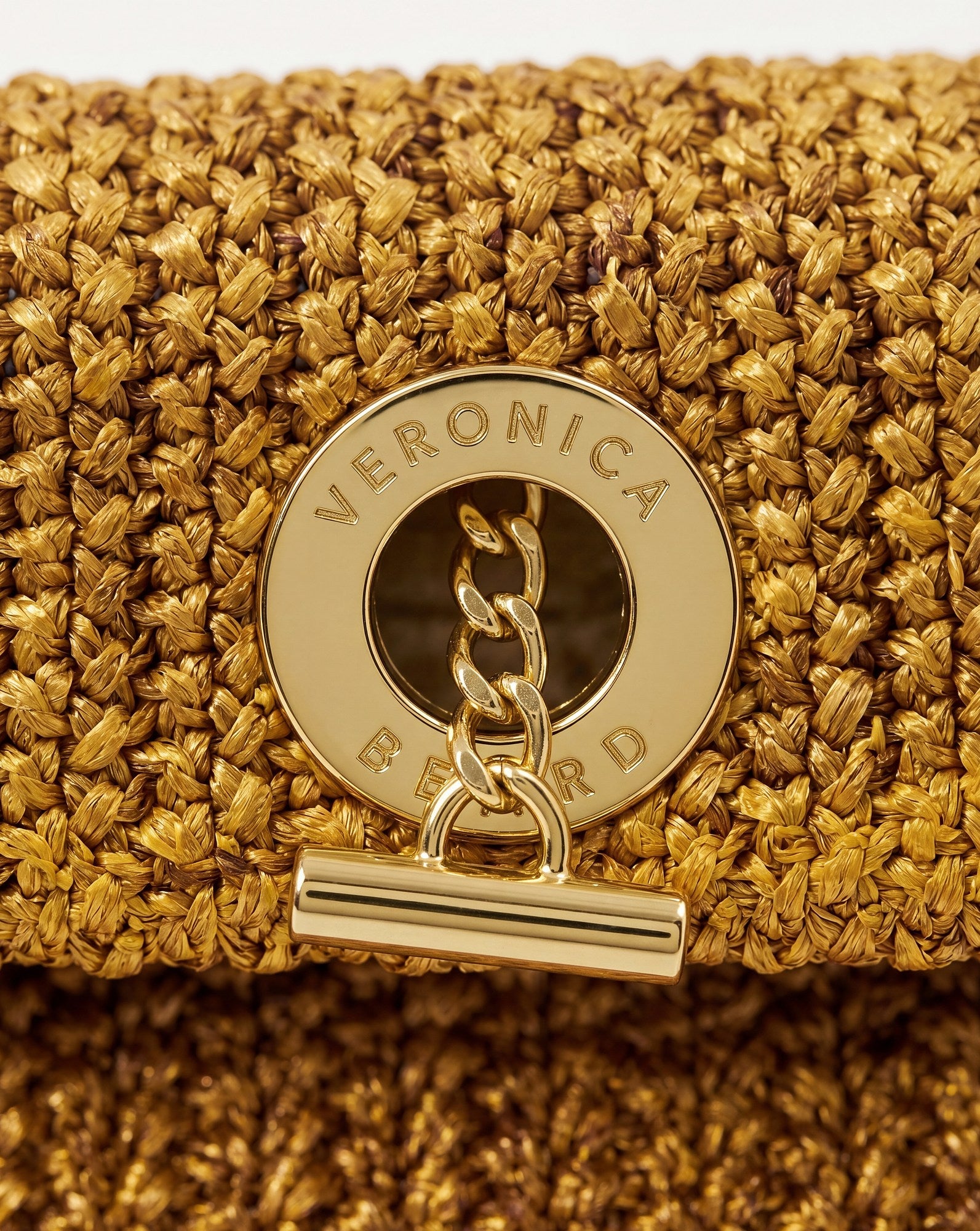 Veronica Beard Raffia Anchor Clutch - Gold