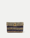 Veronica Beard Striped woven clutch with a gold clasp.