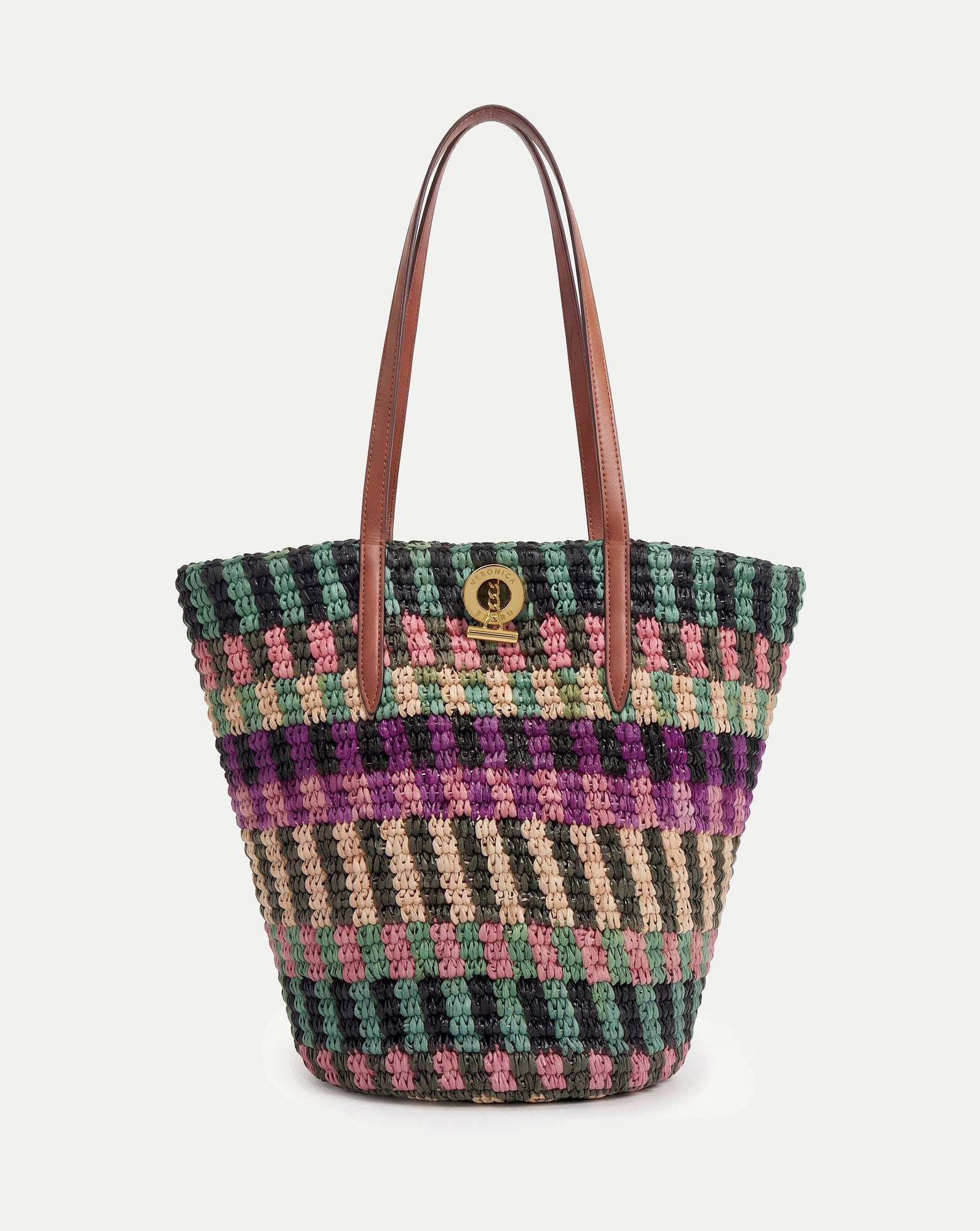 Raffia Anchor Basket Tote in Berry Multi | Veronica Beard