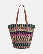 Veronica Beard Raffia Anchor Basket Tote - Berry Multi