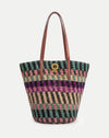 Veronica Beard Raffia Anchor Basket Tote - Berry Multi