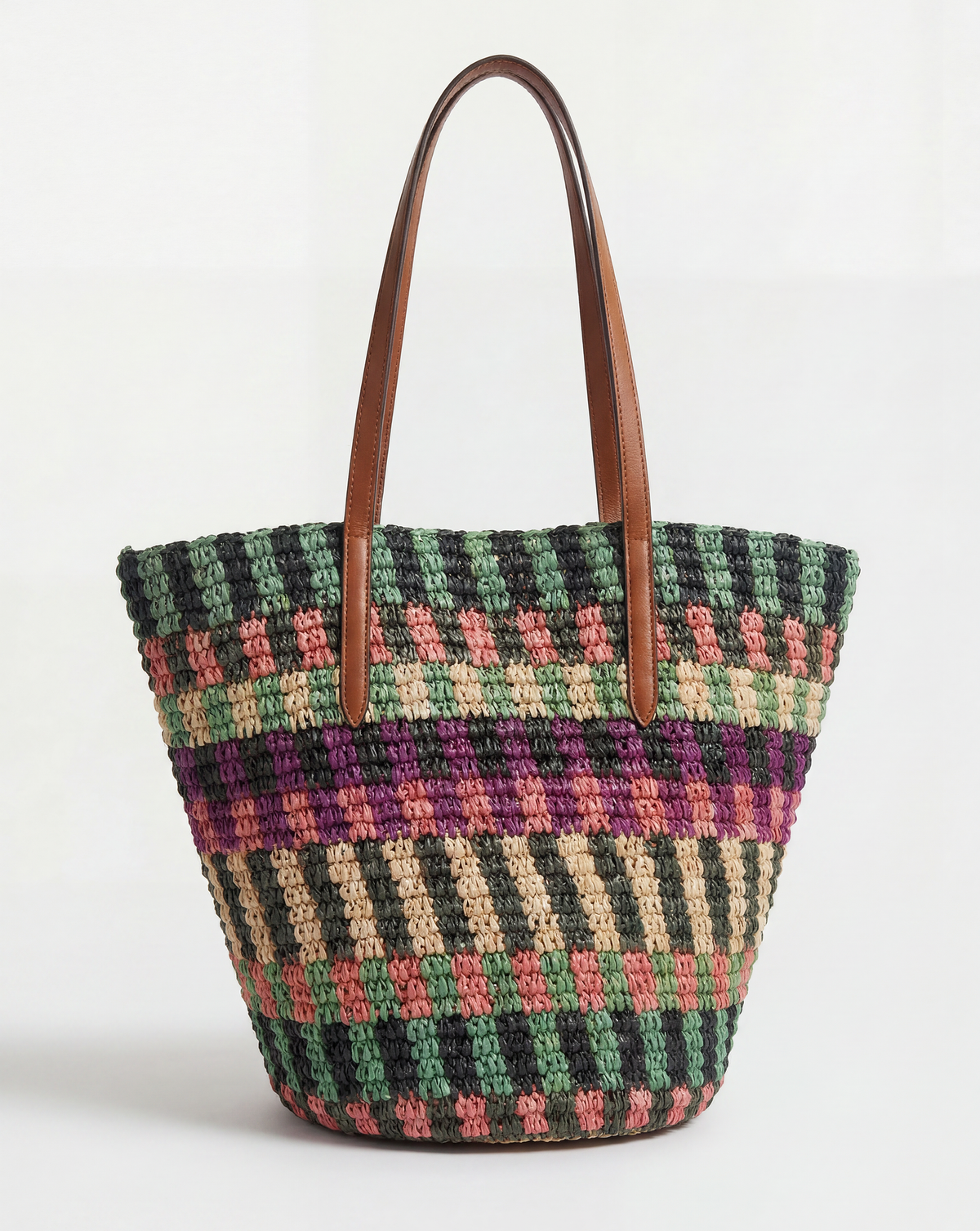 Raffia Anchor Basket Tote in Berry Multi | Veronica Beard
