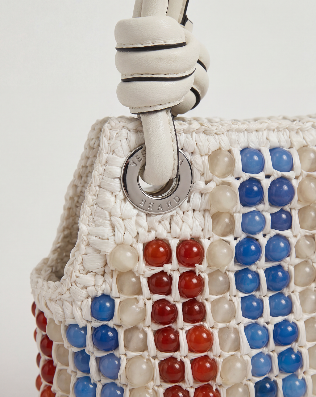 Small Beaded Veronica Beard Slouch Bag in Off White Leather Multi ...