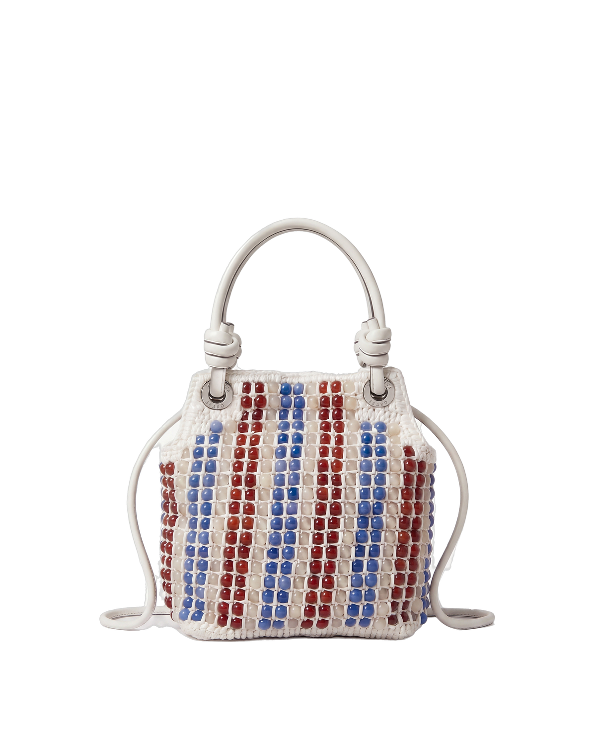 Small Beaded Veronica Beard Slouch Bag in Off White Leather Multi