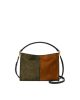 Veronica Beard Suede shoulder bag, olive and brown, braided handle