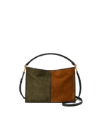 Veronica Beard Suede shoulder bag, olive and brown, braided handle