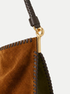 Veronica Beard Brown suede shoulder bag with braided strap and