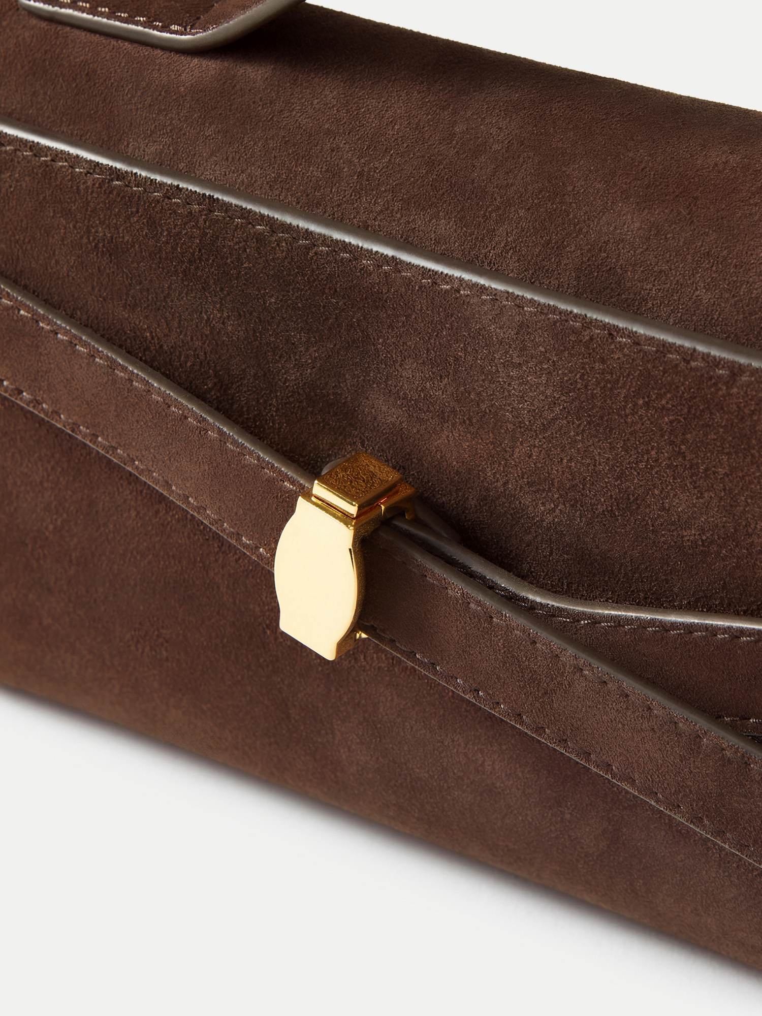 Veronica Beard Brown suede handbag with gold clasp