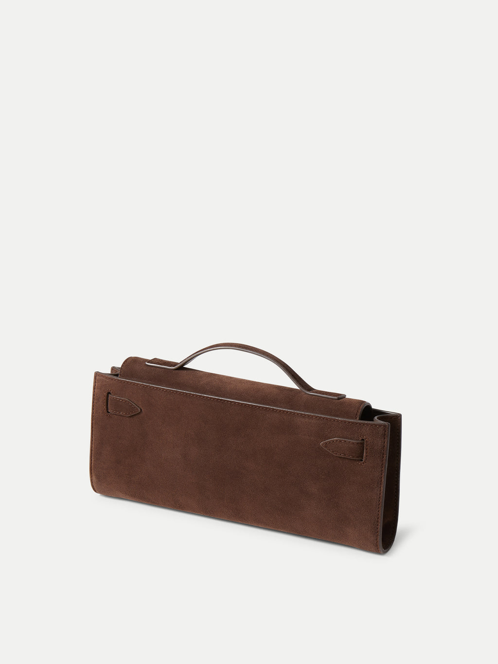 Veronica Beard Brown suede clutch with top handle.