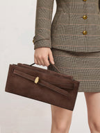 Veronica Beard Brown suede handbag with gold clasp