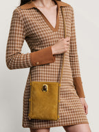 Veronica Beard Brown plaid knit dress with solid cuffs.
